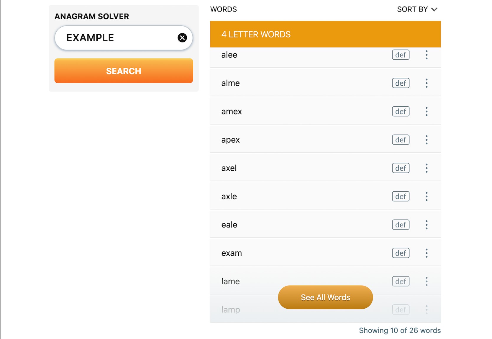 WordFinder anagram solver desktop