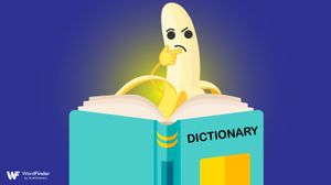 cartoon banana reading dictionary