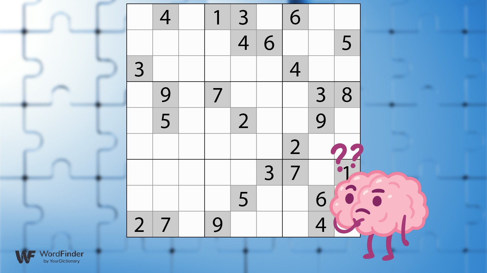 cartoon brain with unfinished sudoku