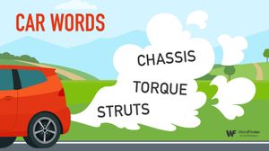 car words in smoke scenic background