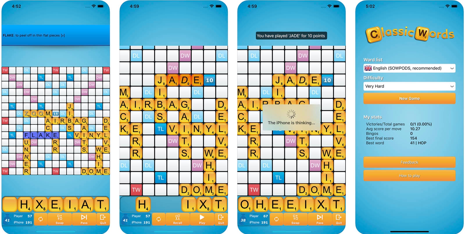 Screenshot of Classic Words (solo) game