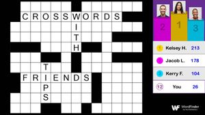 crossword puzzle filled out with leaderboard