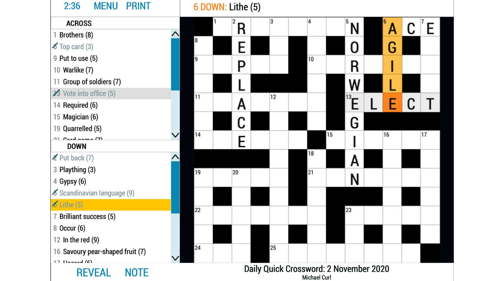 daily quick crossword online word game