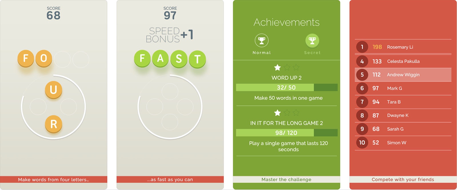 Screenshot of Four Letter Game