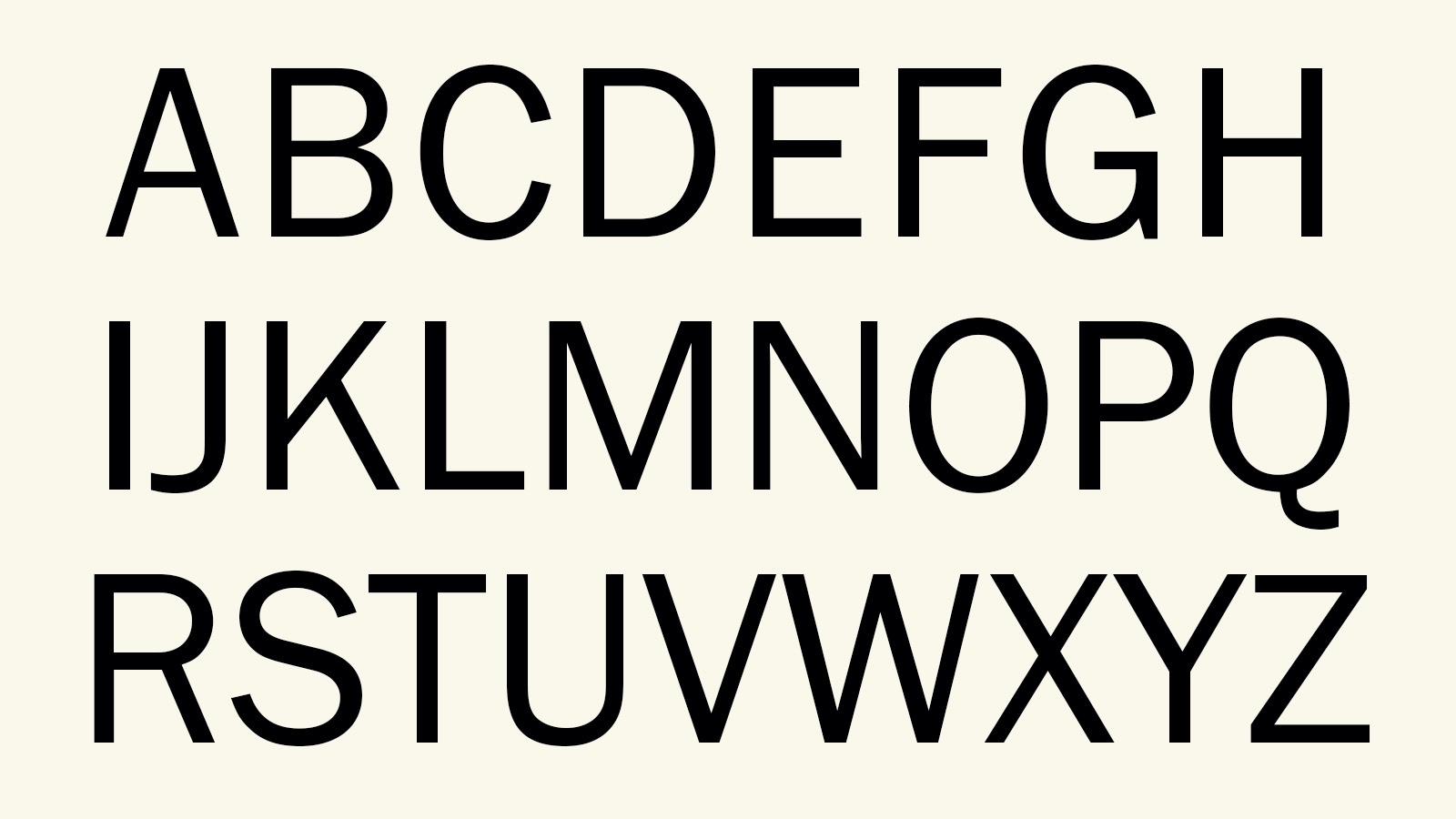 Alphabet in Franklin Gothic Font