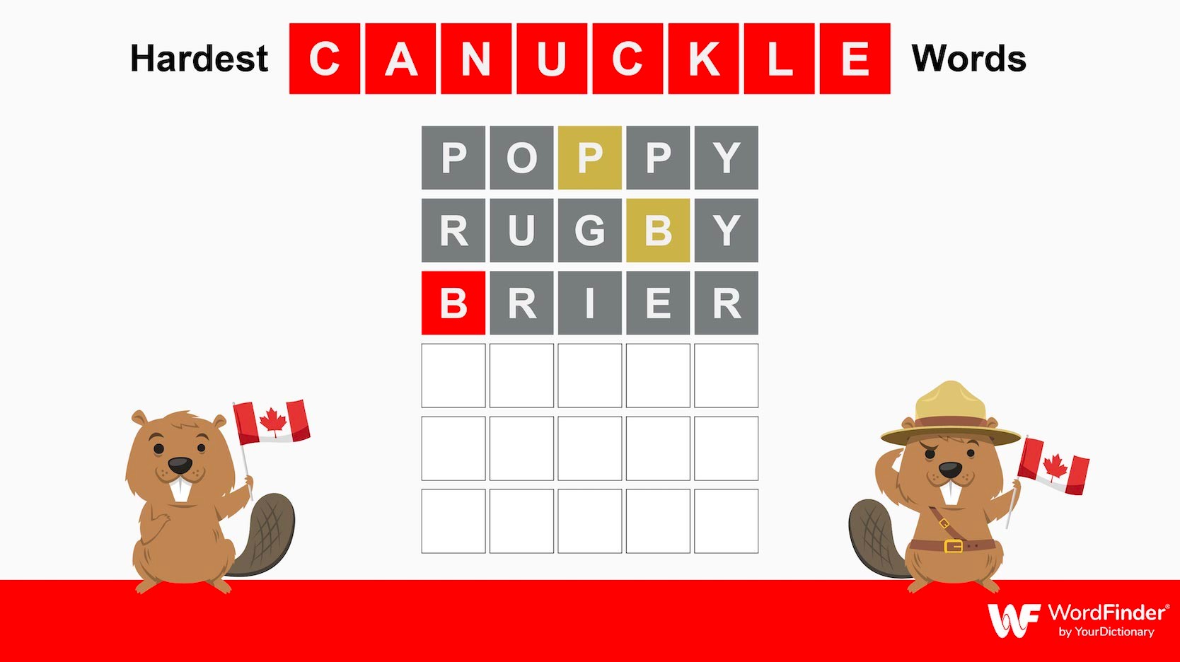 Hardest Canuckle words with beavers