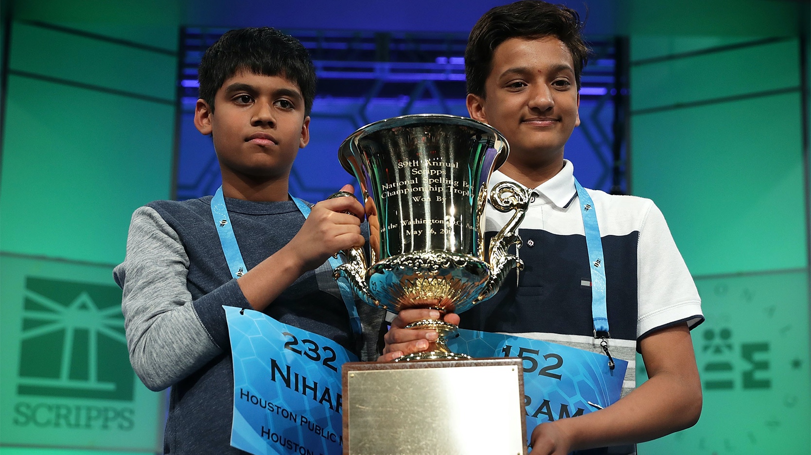 Nihar Janga and Jairam Hathwar Scripps National Spelling Bee champions 2016 