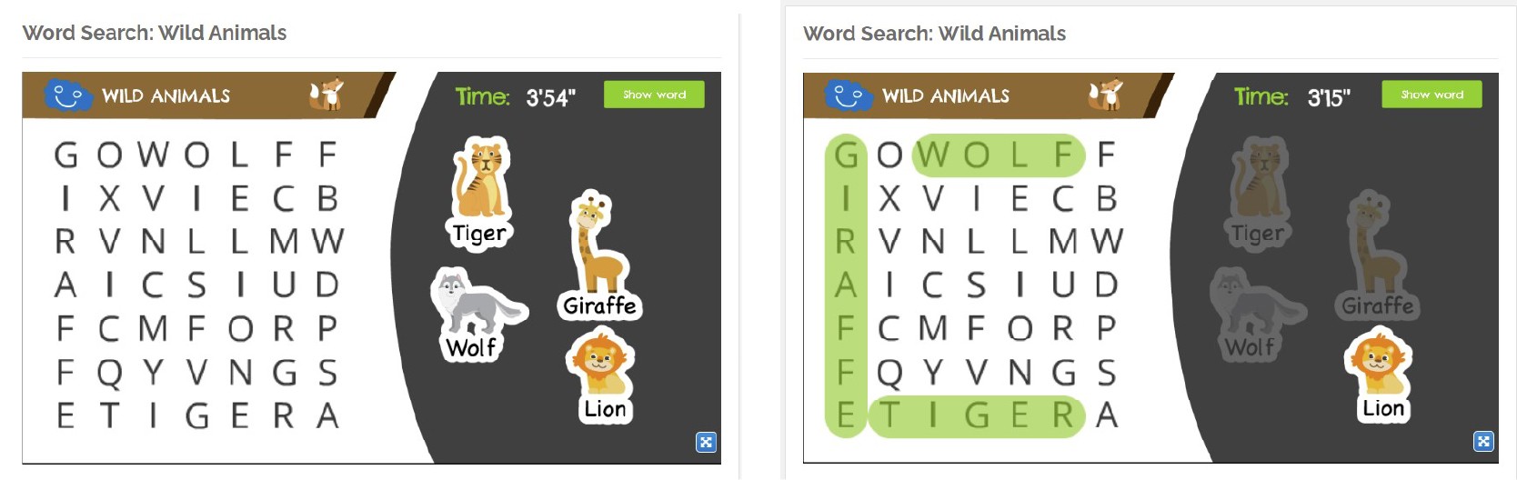 happy learning kids word search