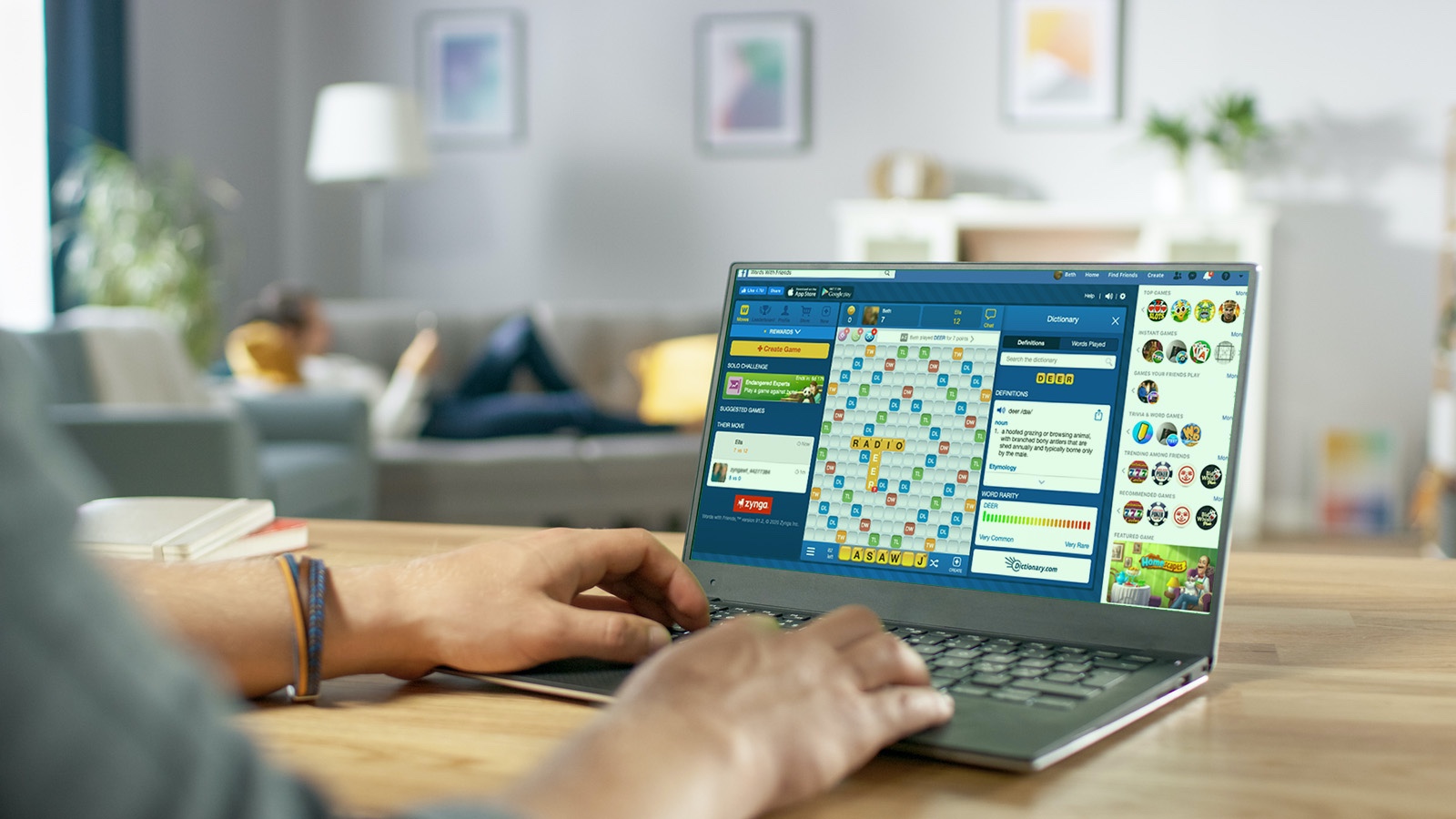 Playing Words With Friends on computer
