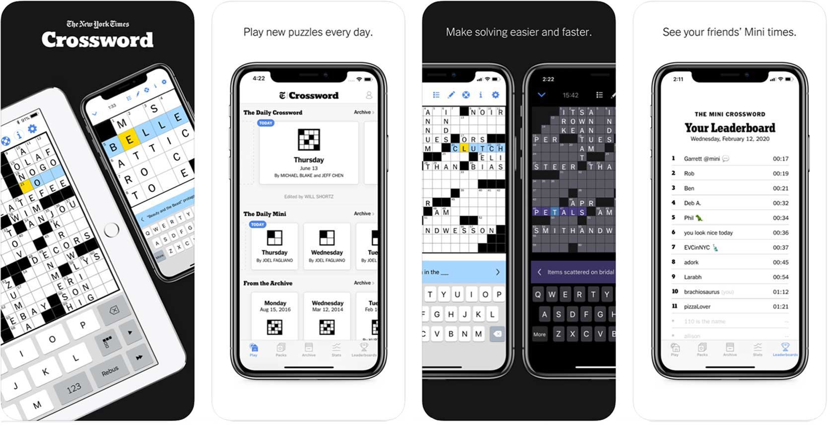 Screenshot of New York Times crossword puzzle game