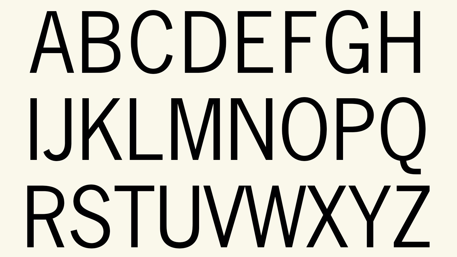 Alphabet in News Gothic Font