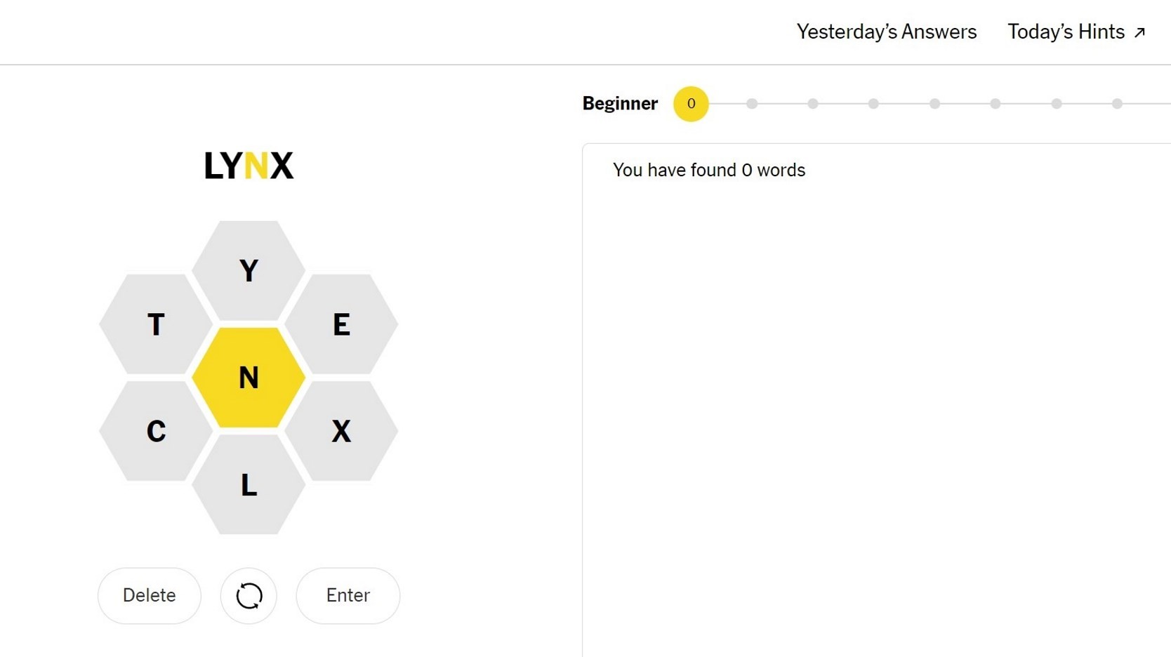 NYT Spelling Bee game screenshot