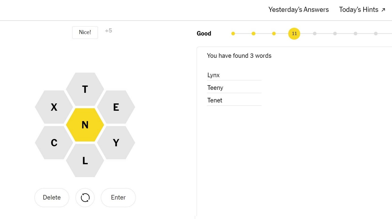 NYT Spelling Bee game screenshot