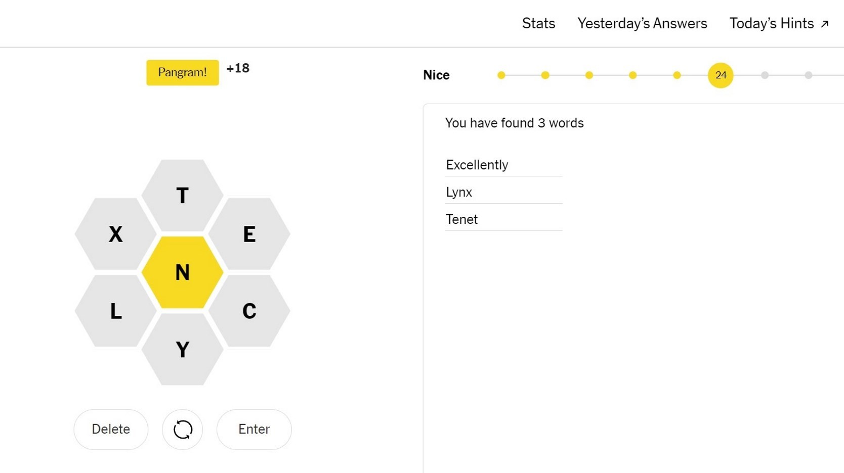 NYT Spelling Bee game screenshot