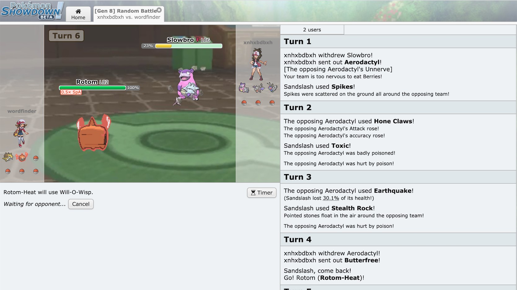 Pokemon Showdown browser game