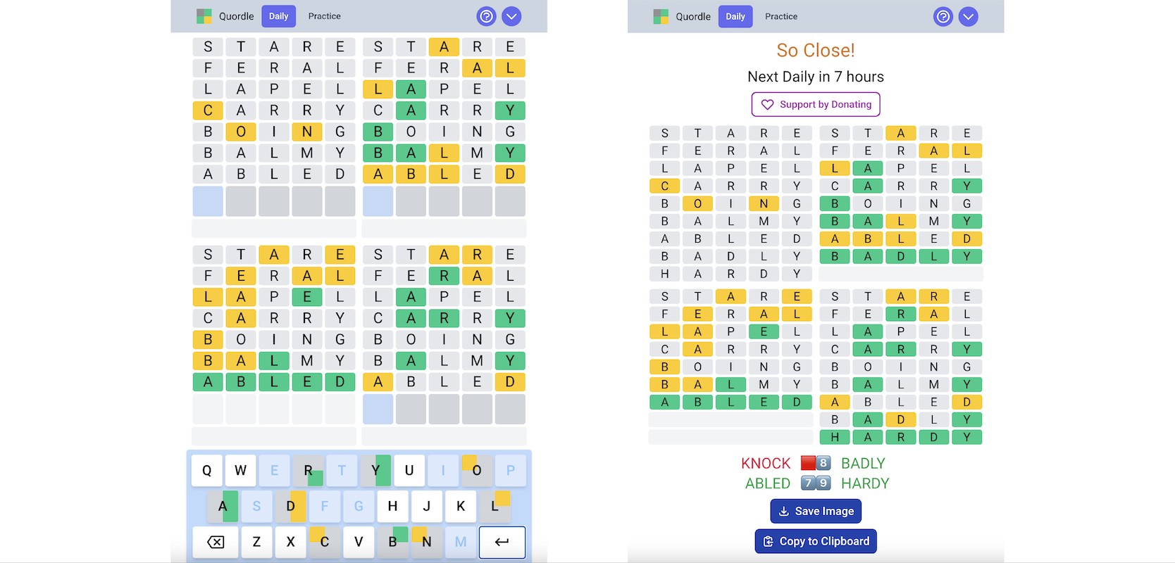 Quordle' today: See each 'Quordle' answer and hints for November 12