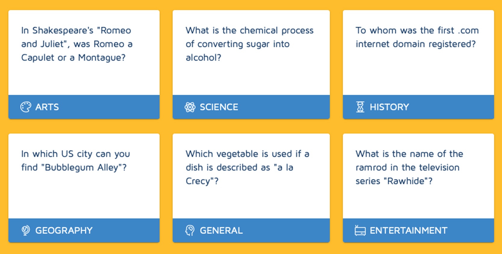 screenshot of Random Trivia Generator