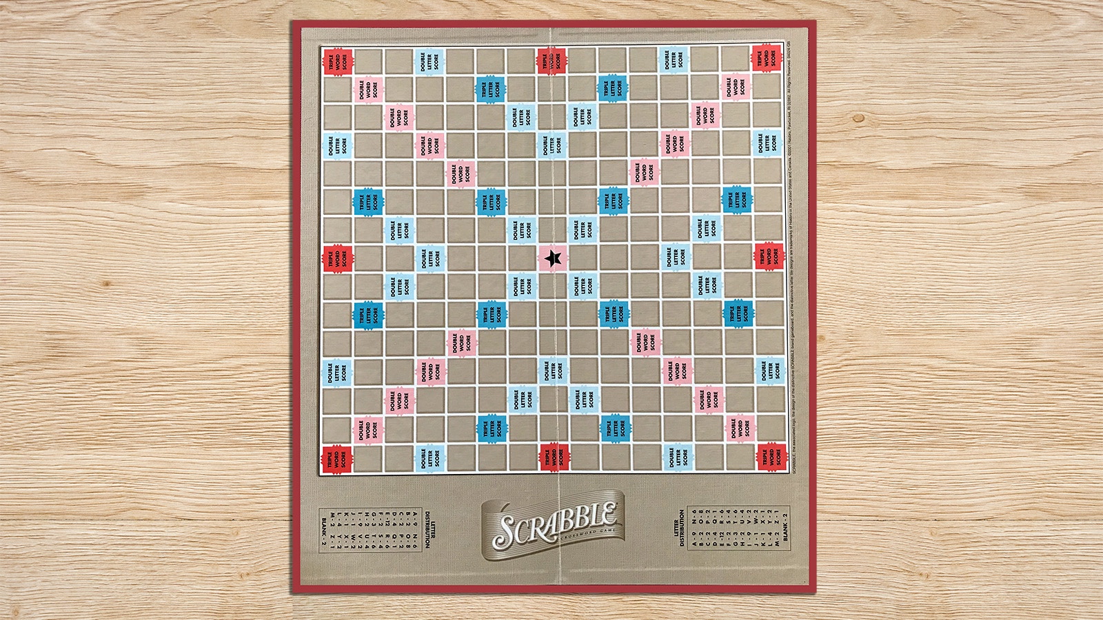 Scrabble Board on wood table top