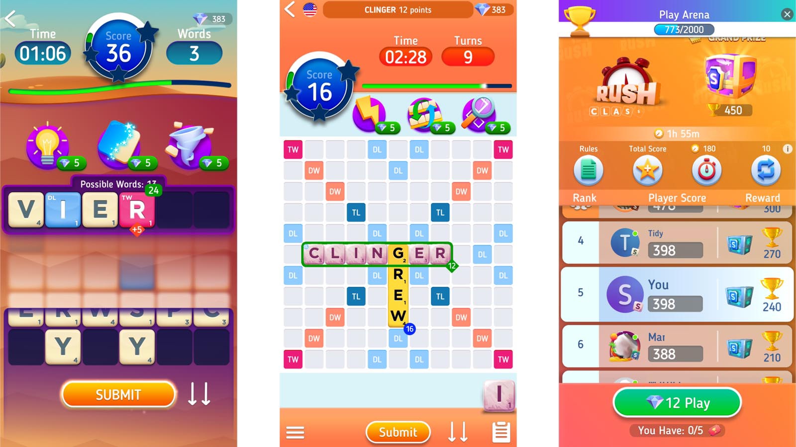 Scrabble Go modes screenshot