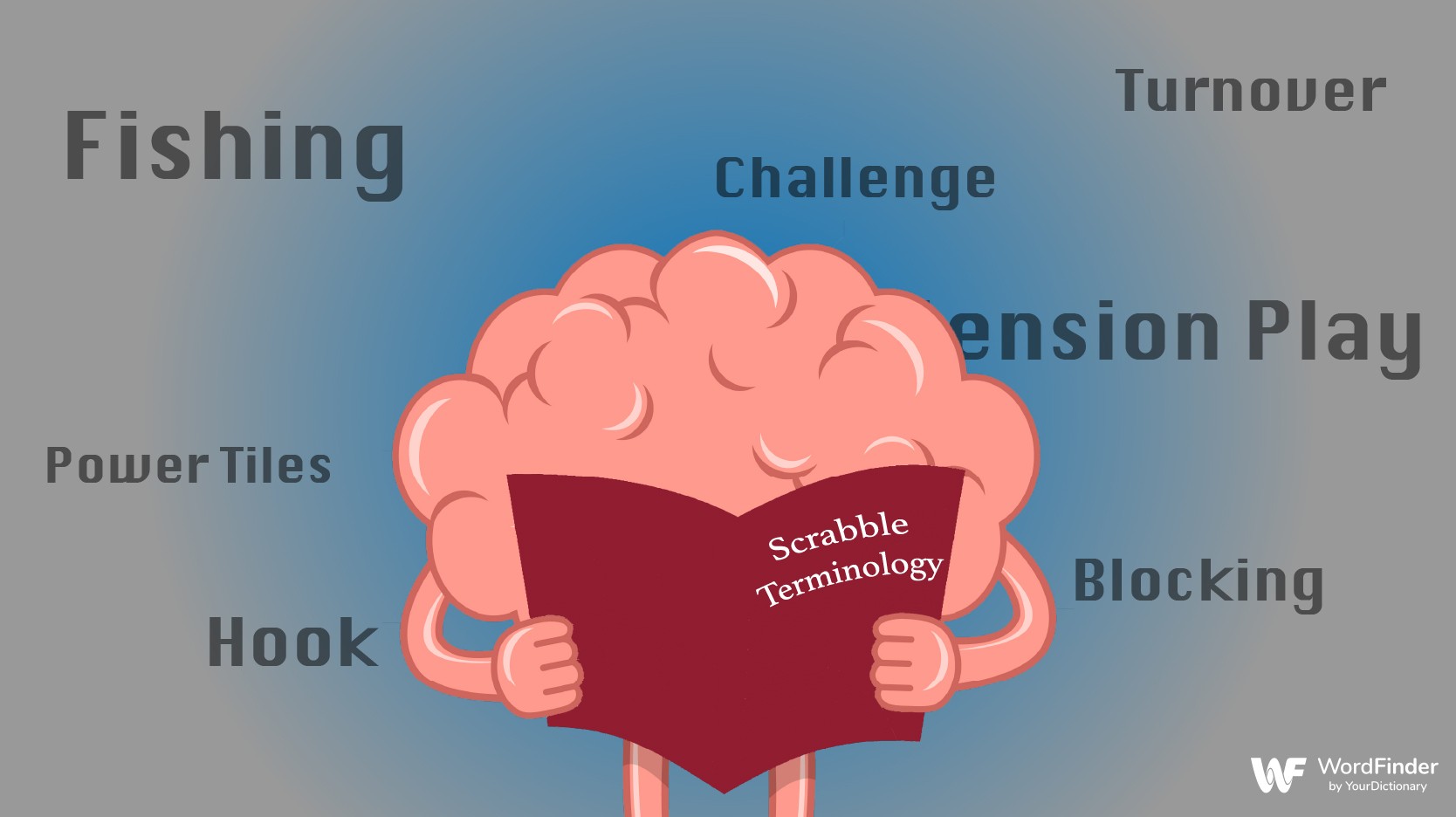 cartoon brain learning scrabble terms