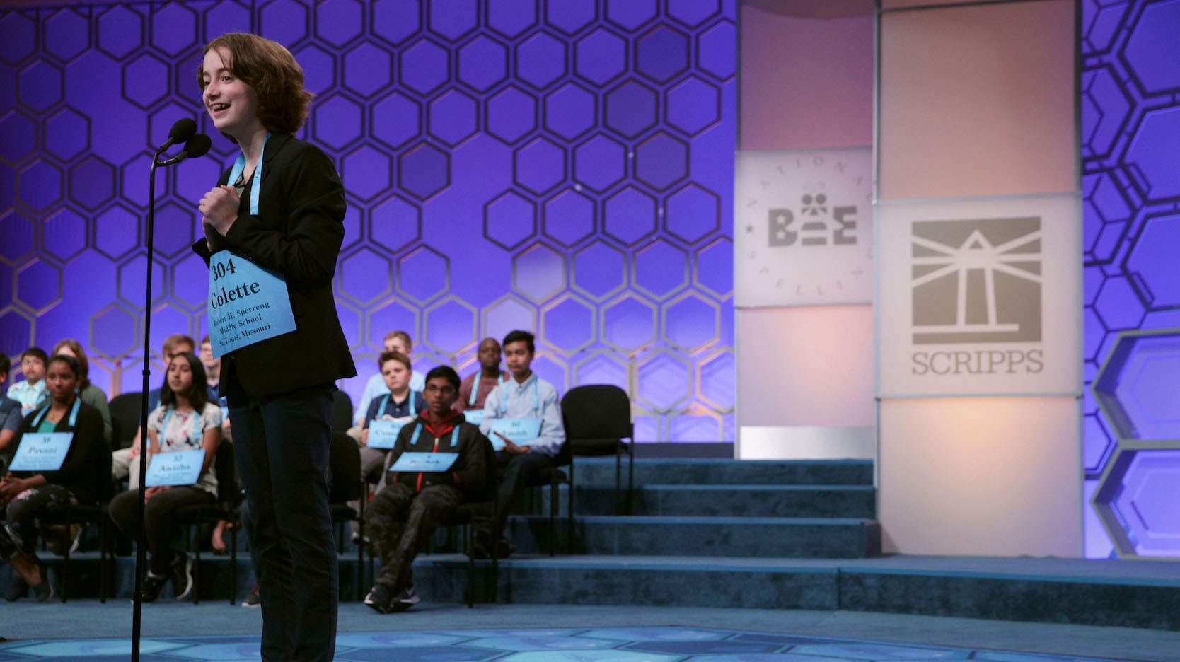 Scripps Spelling Bee logo in background