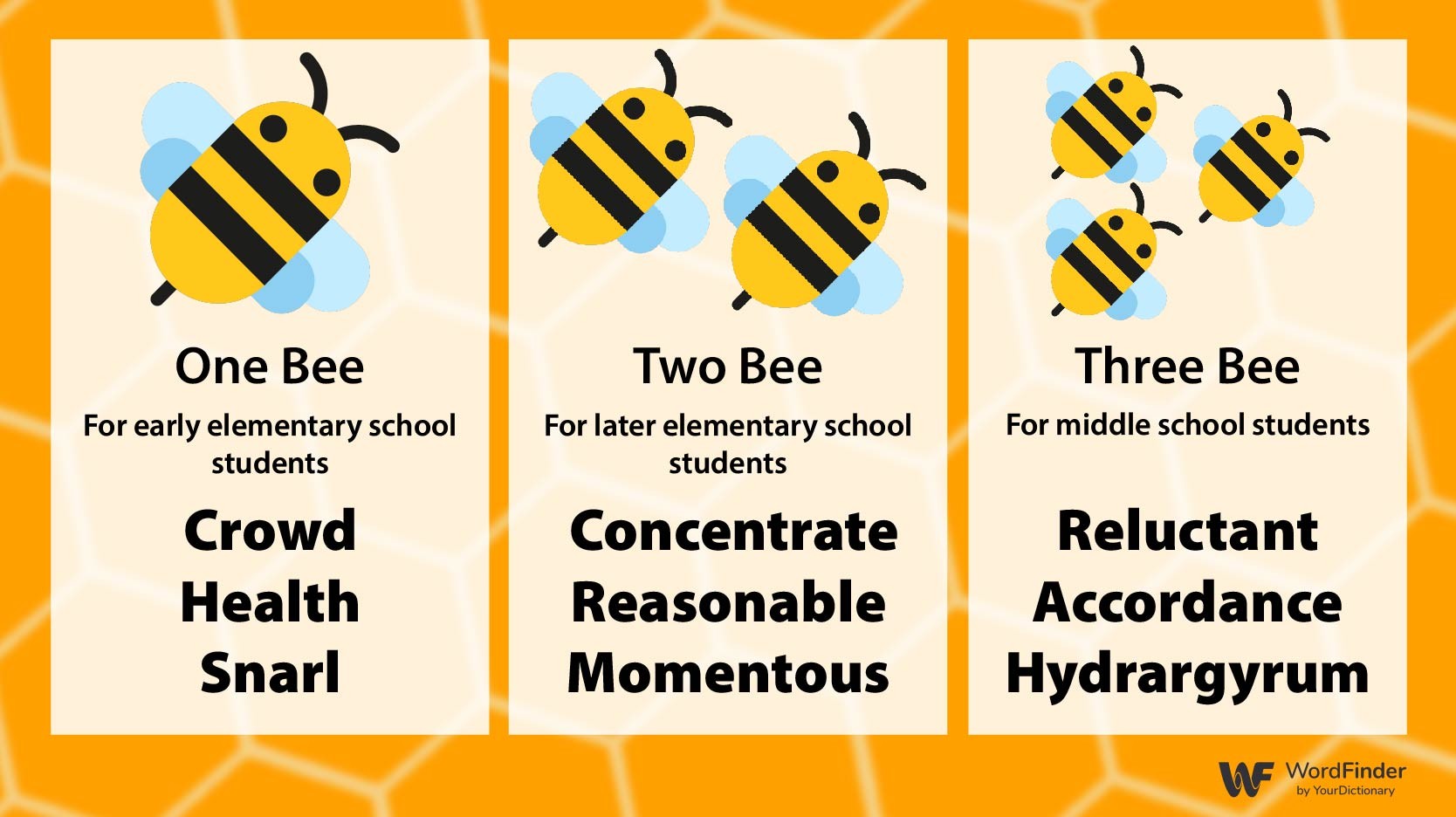 spelling bee levels with example words