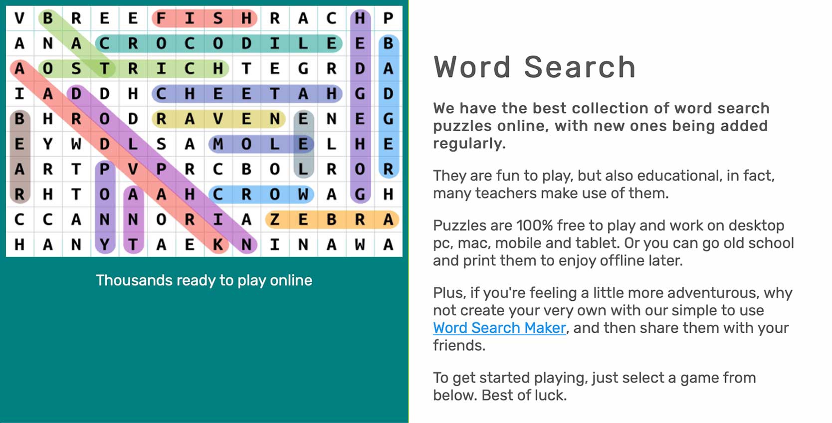 Free Online Word Games and Crossword Puzzles