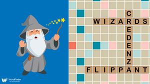 cartoon wizard playing scrabble 