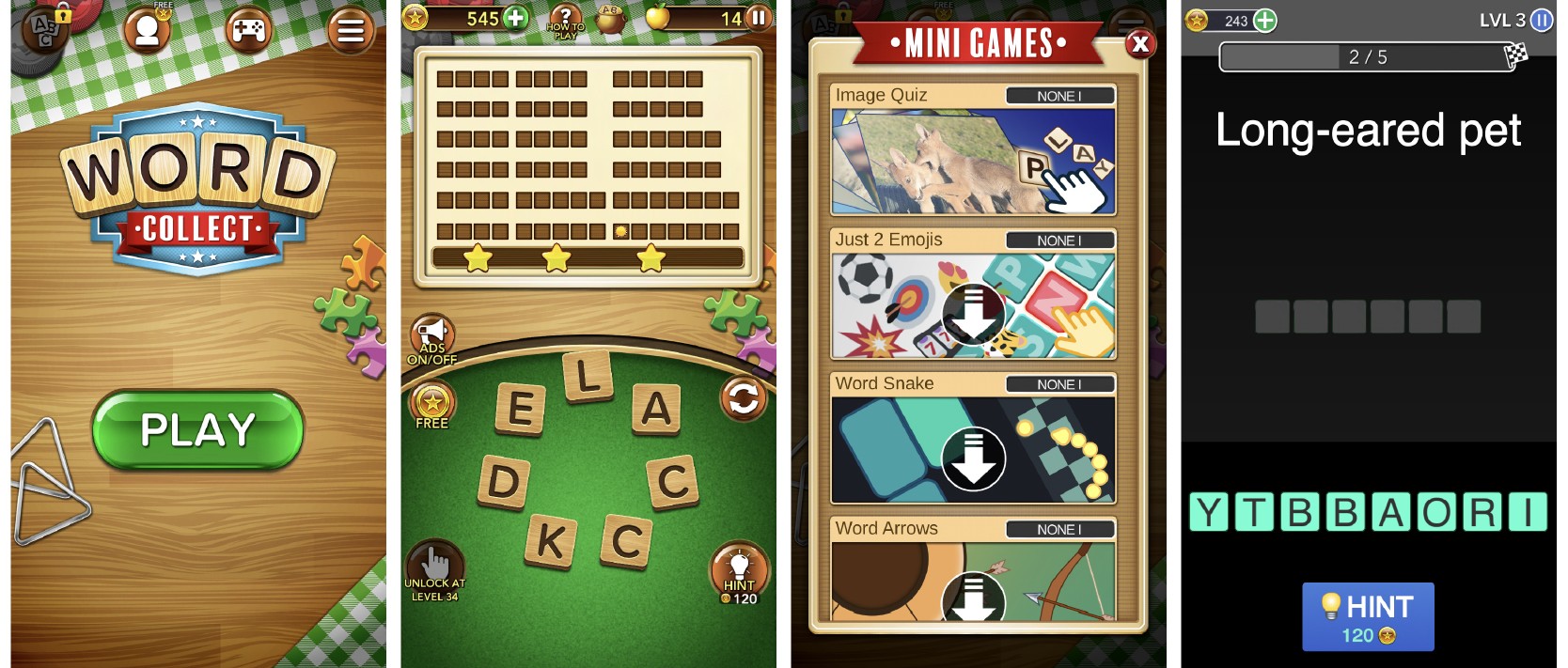 Word Collect game app screenshots