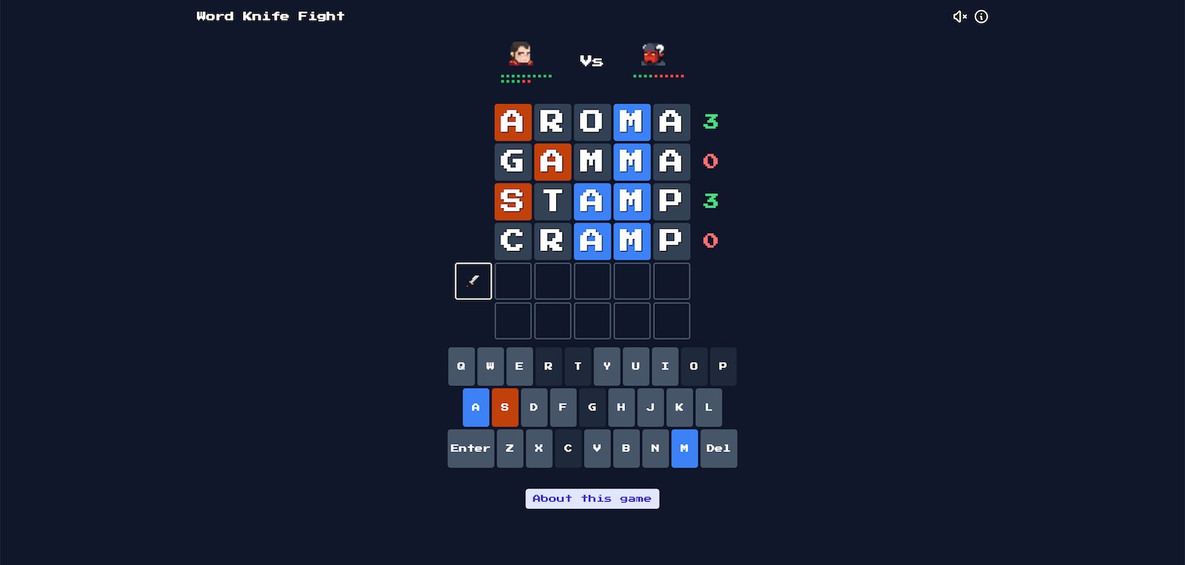 Word Knife Fight game screenshot