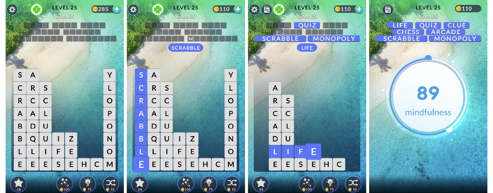 word tiles mobile app screenshots