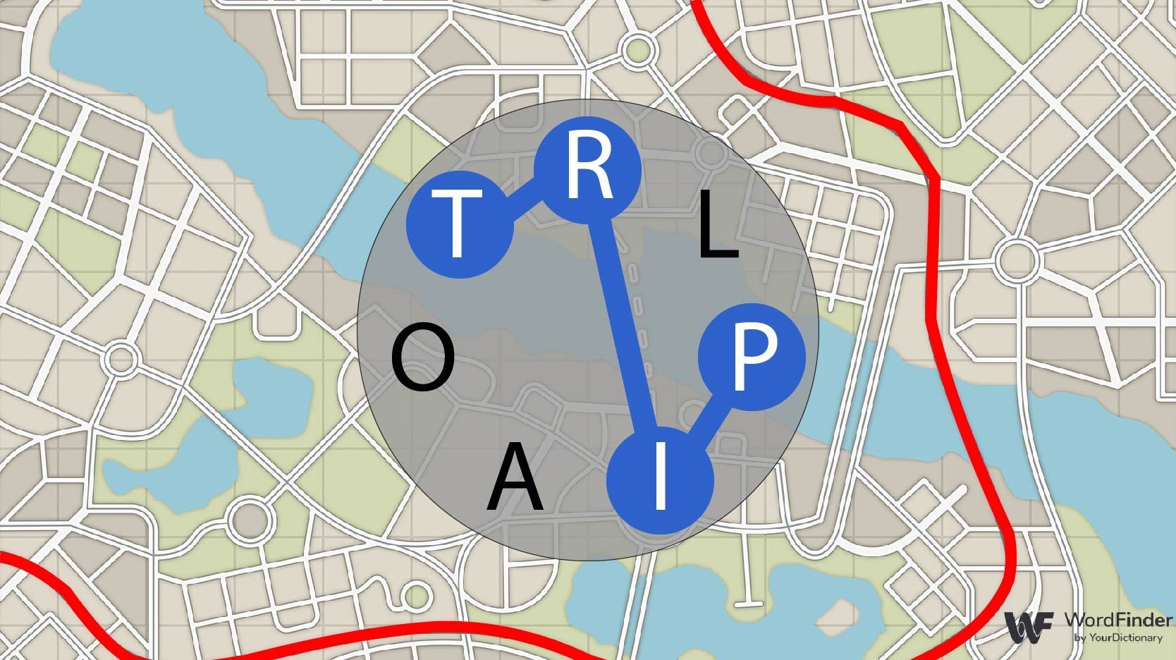circle word trip game with map