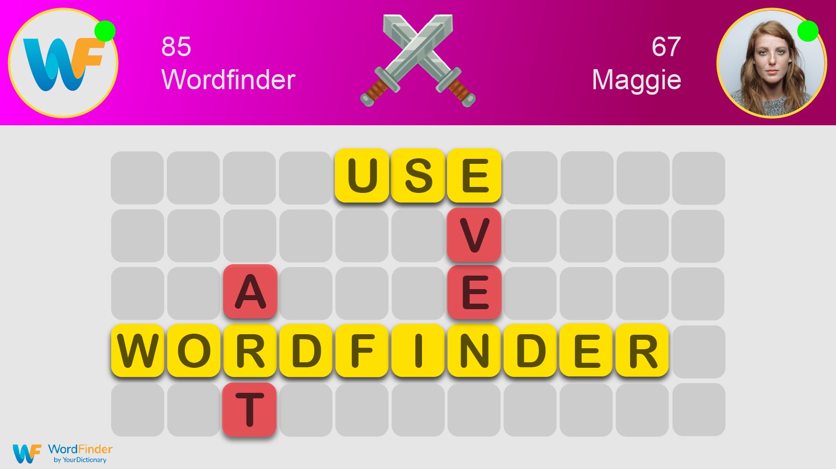 Wordfinder app winning Word Wars