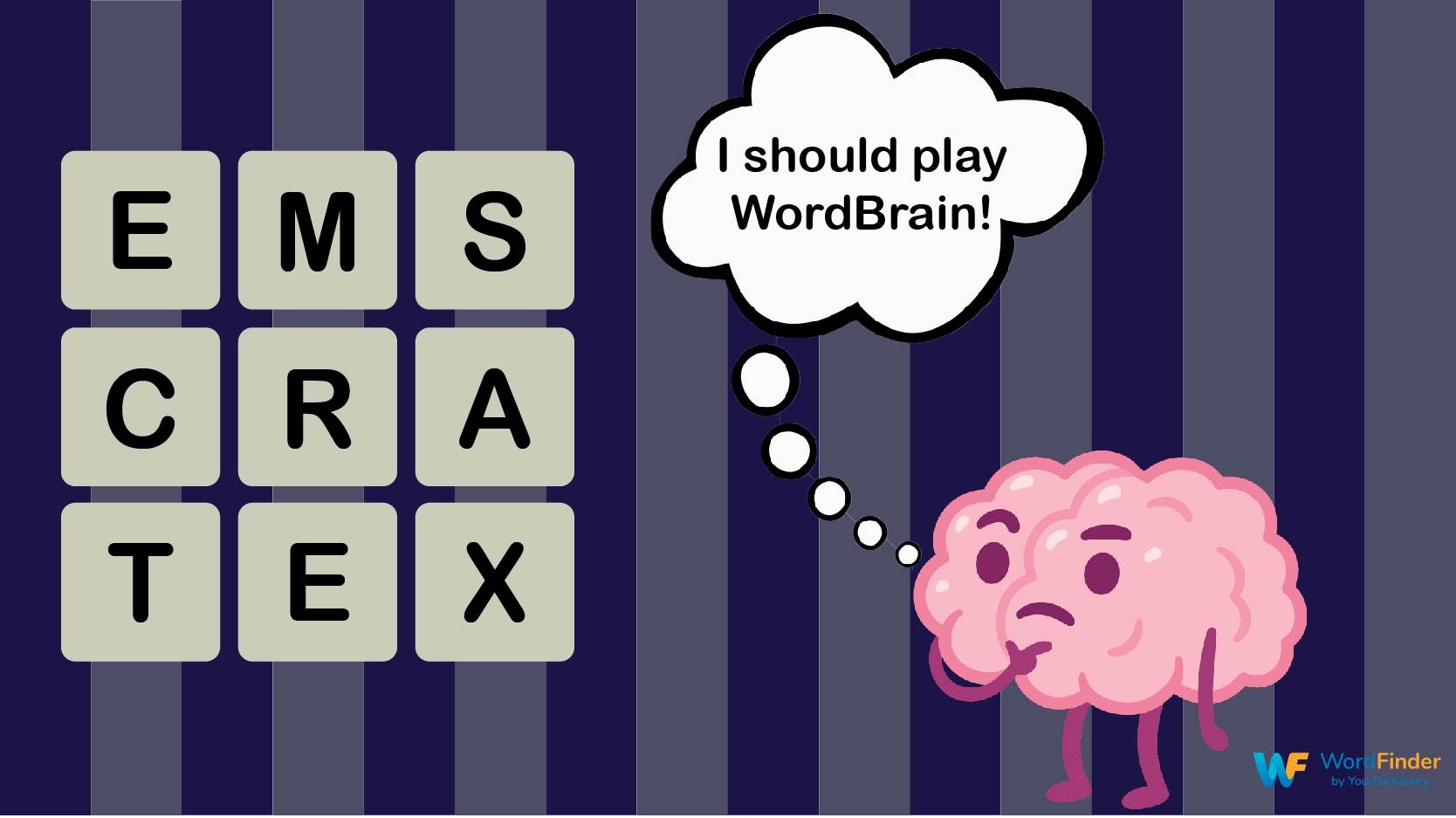 cartoon brain thinking of wordbrain game