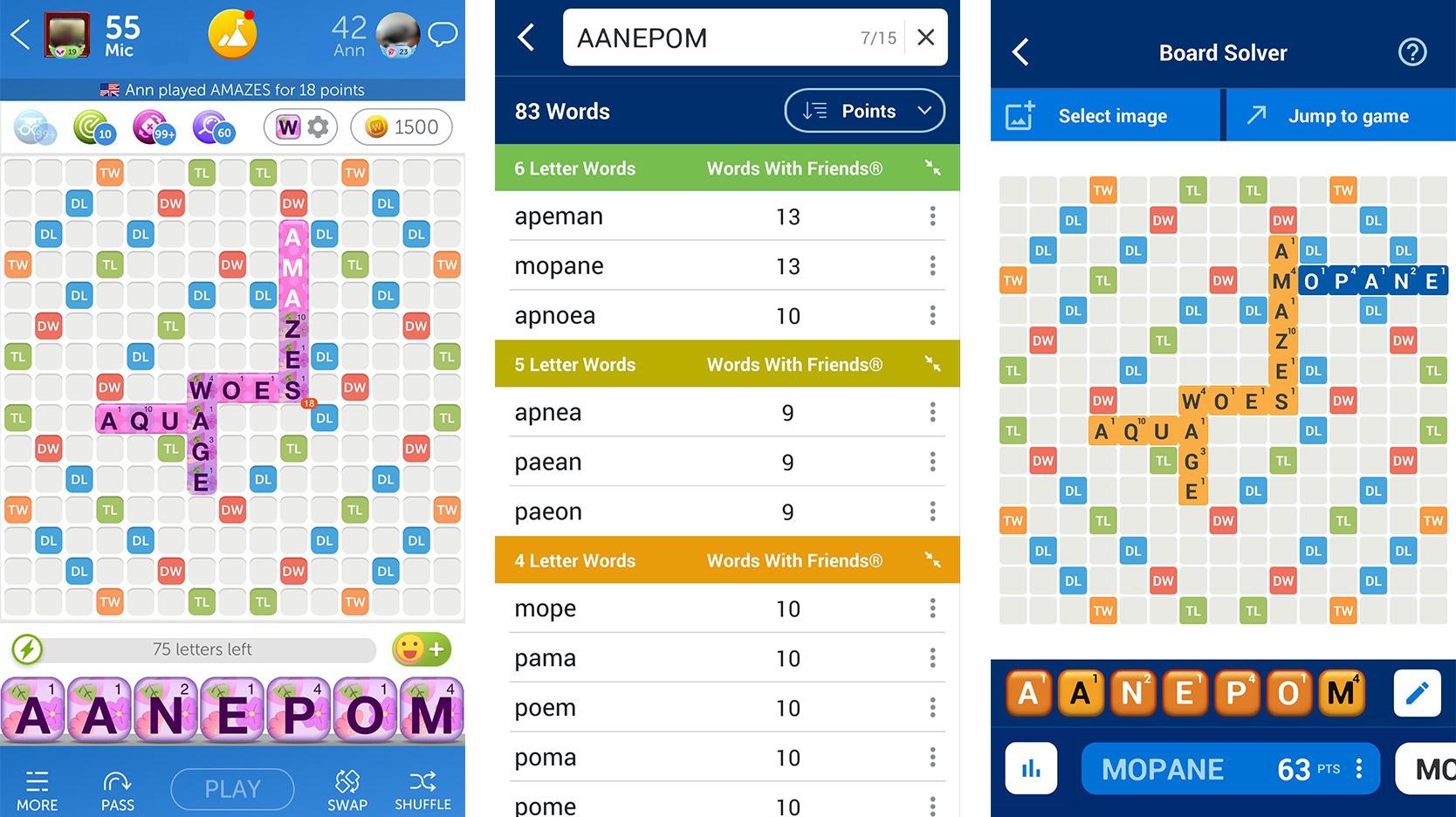 Screenshot of WordFinder App example 2