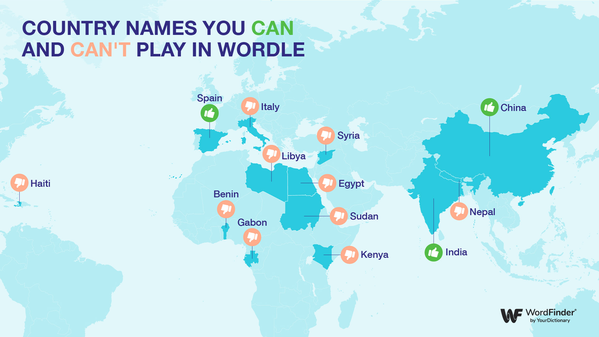 Country Names You Can and Can't Play in Wordle