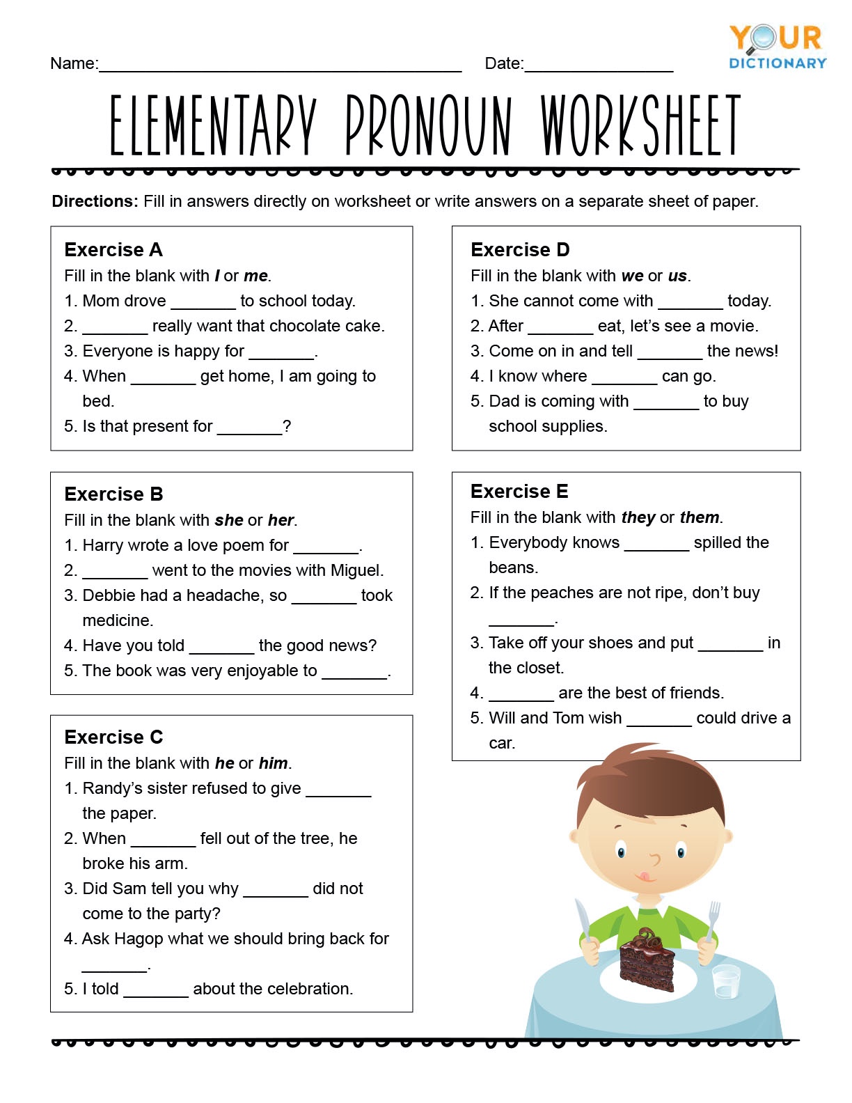 Types Of Pronouns High School Worksheets