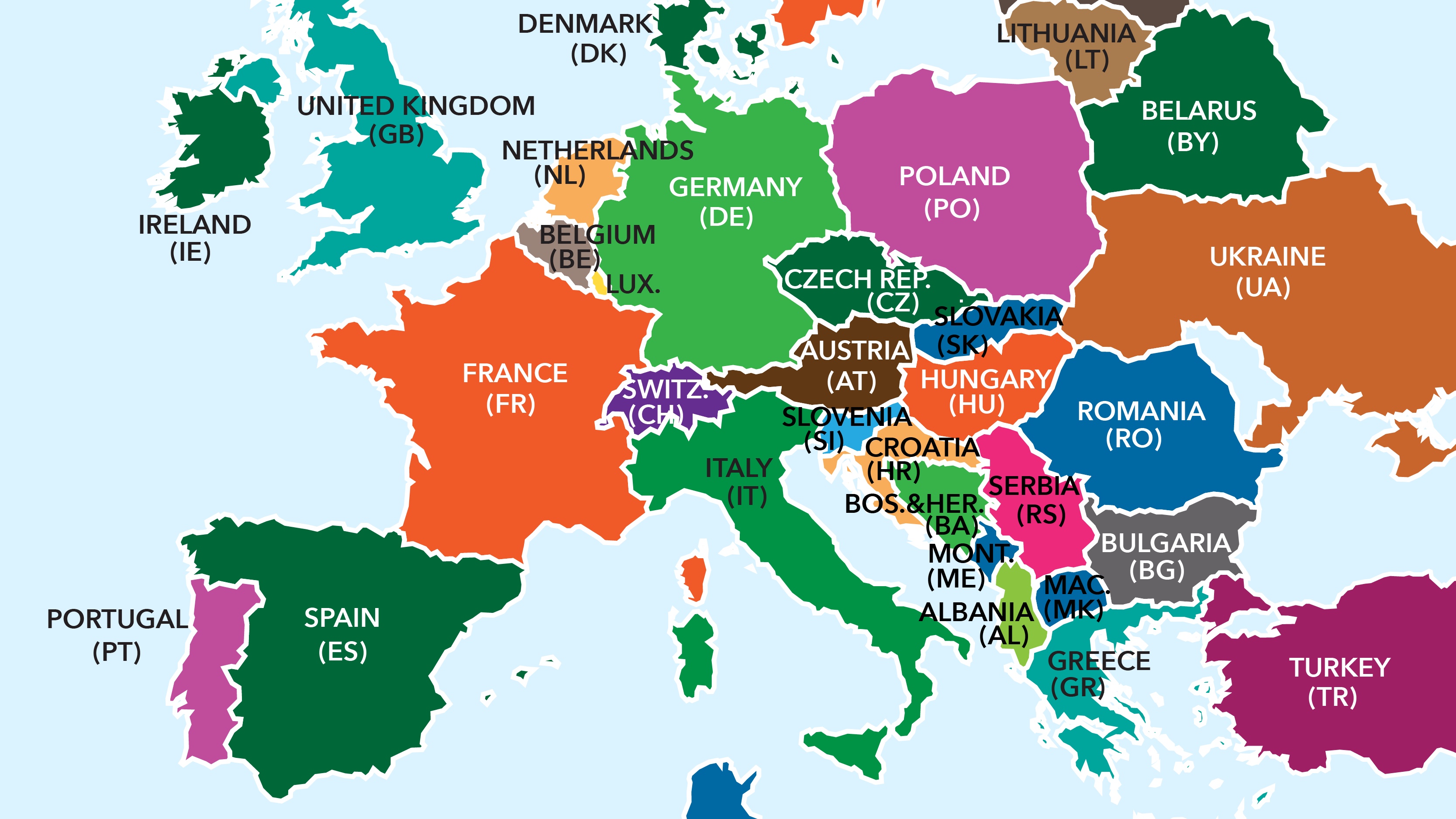 List of Europe Country Codes