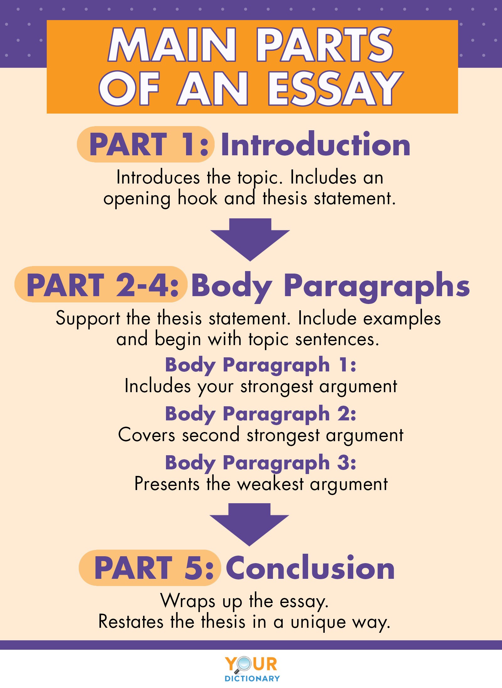 parts of essay and meaning