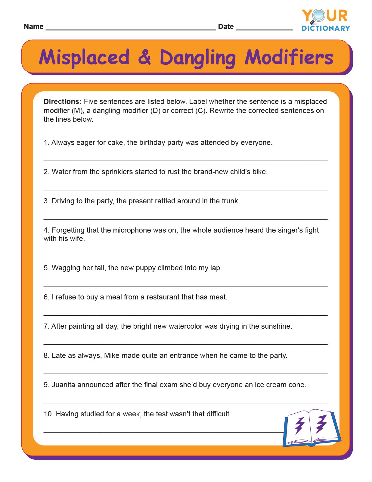 Dangling Modifiers Worksheet With Answers Pdf
