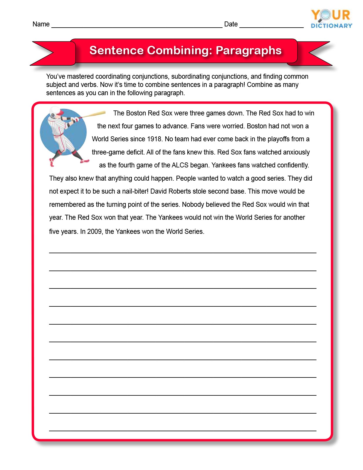 Combining Sentences Worksheet