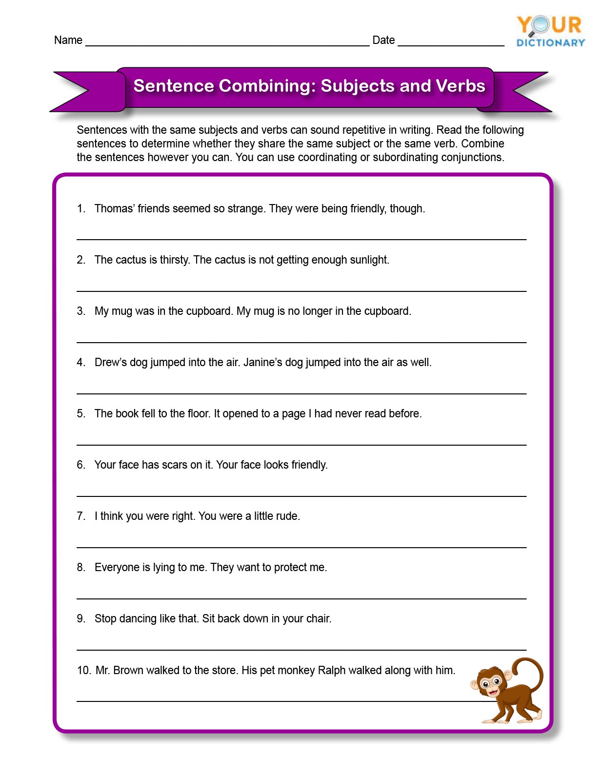 Combining Sentences Worksheet Pdf Grade 5