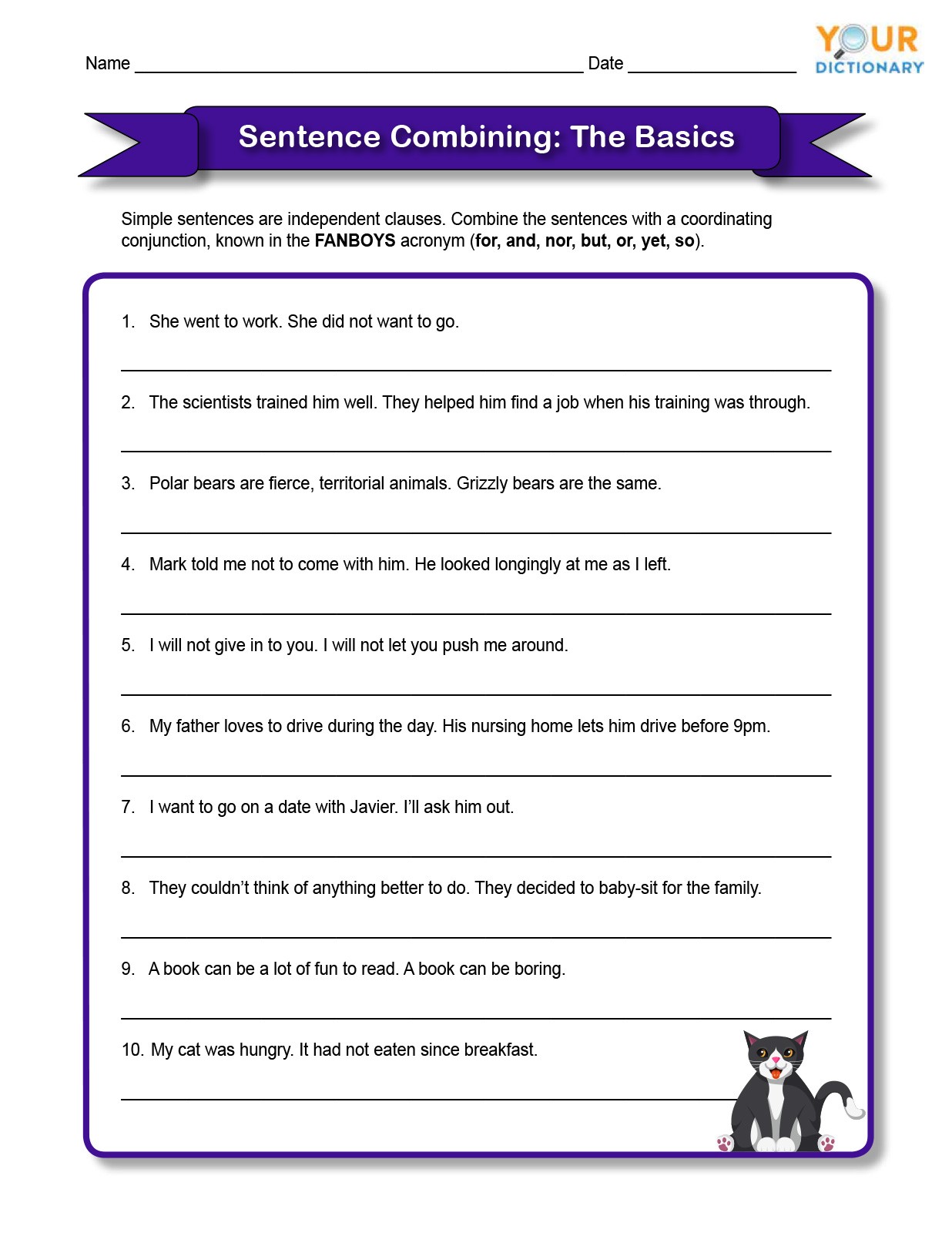 Free Printable Sentence Combining Worksheets