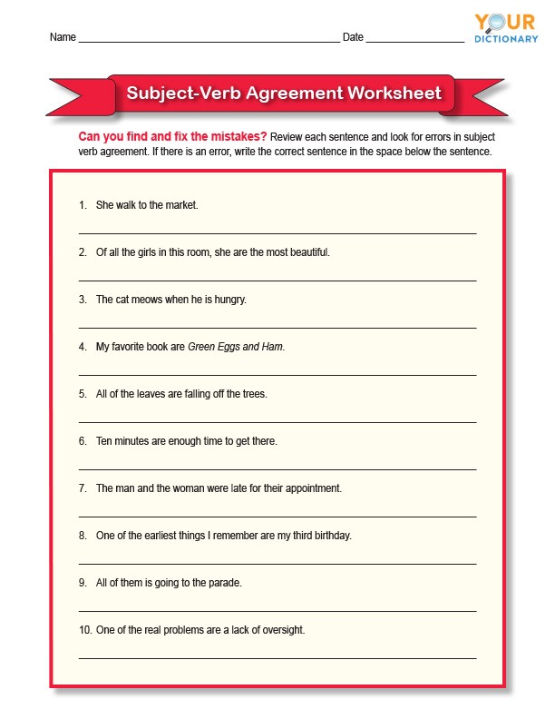 Subject-Verb Agreement Worksheet