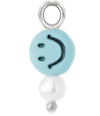 Blue Smiley Pearl Hoops (Silber)