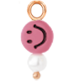 Pink Smiley Pearl Hoops (Roségold)