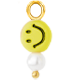 Yellow Smiley Pearl Hoops (Or)