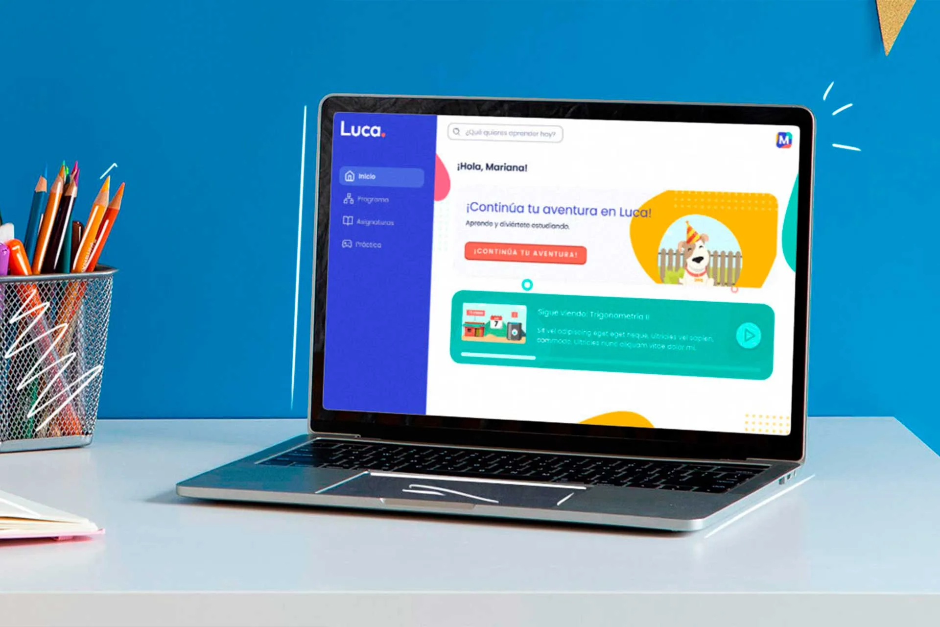 Estudiante usando e-learning en una tableta