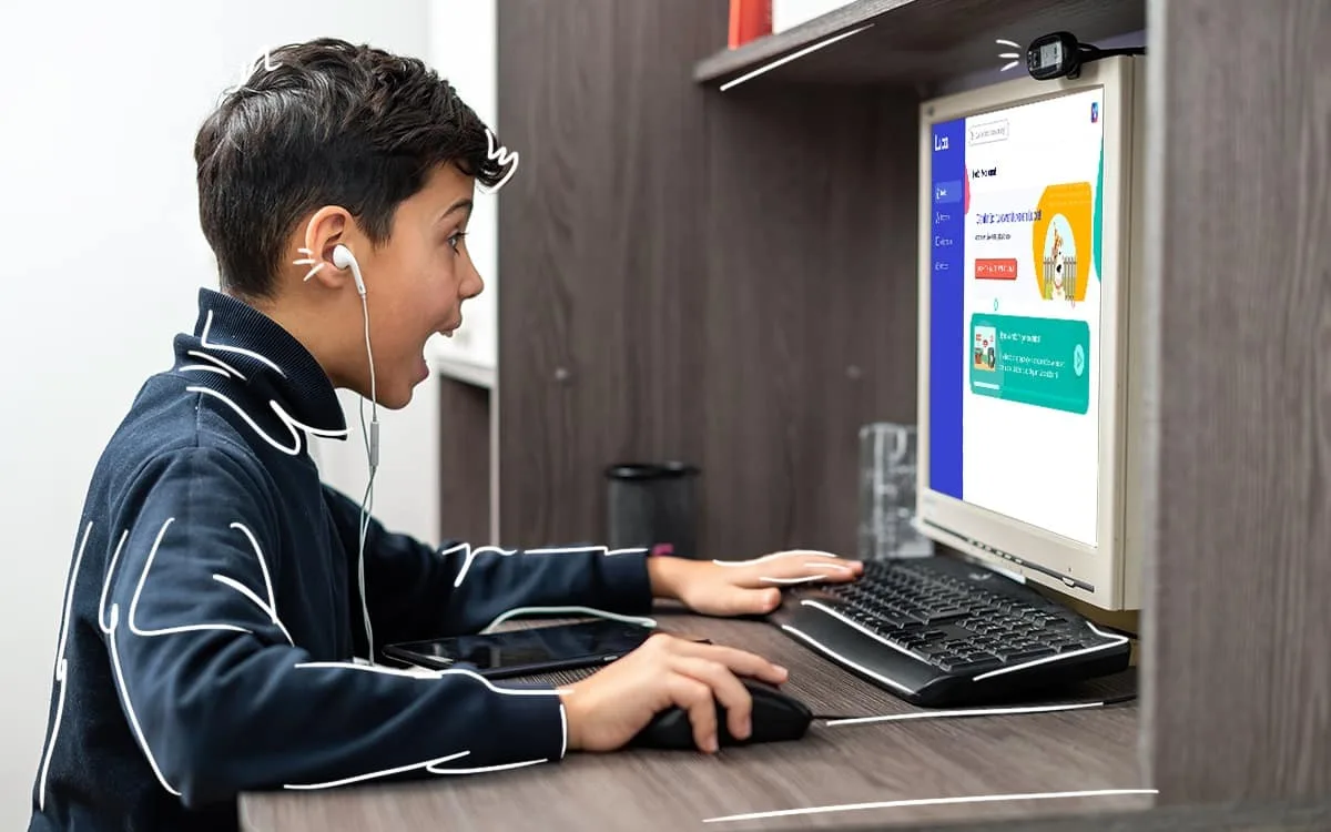 Estudiante tomando un curso de formación online