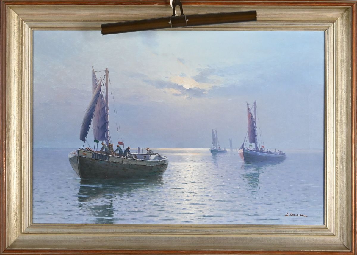 Johan Ossian, olja på duk, segelbåtar Auktion.se